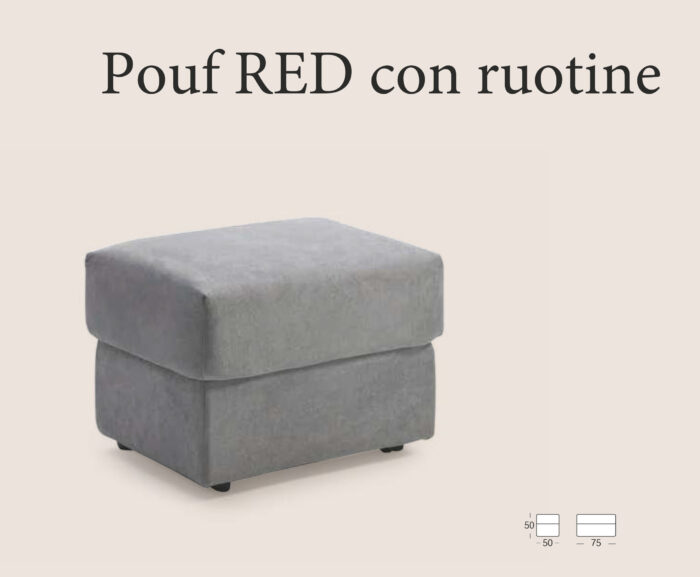 Pouf fisso con ruotine Mod. RED - immagine 1